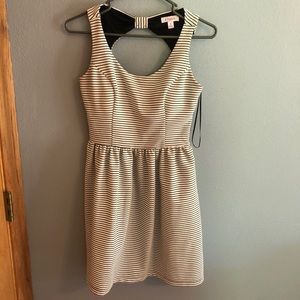 White with black stripe dress